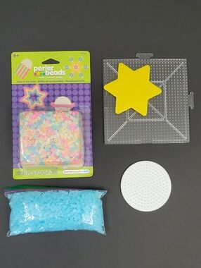 Glow In The Dark Perler Beads & Blue Bag Perler Beads with 3 Pegboards Set